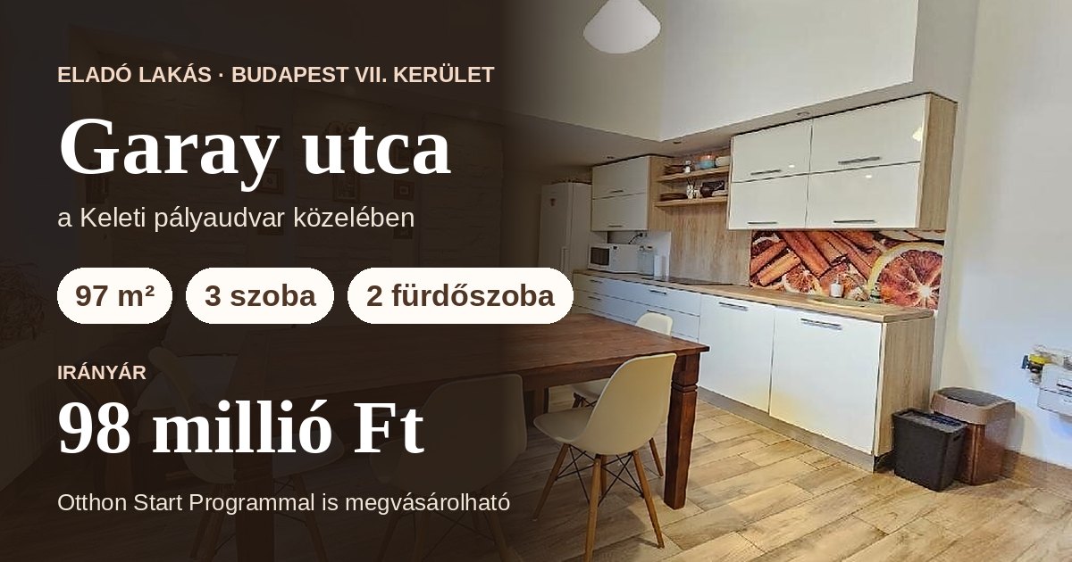 VII. kerület eladó lakás - 97 m², 98 millió Ft, Garay utca