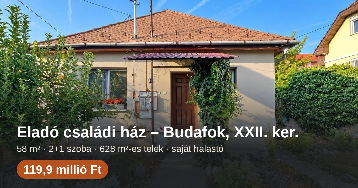 Eladó ház Budafok (XXII. ker.) - 628 m² telek, 119,9 millió Ft