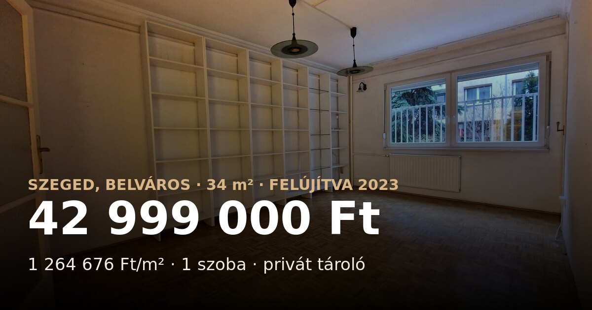 Szeged belvárosi eladó lakás 34 m² - 42 999 000 Ft