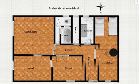 A 81 négyzetméteres, négy szobás lakás tájékoztató alaprajza