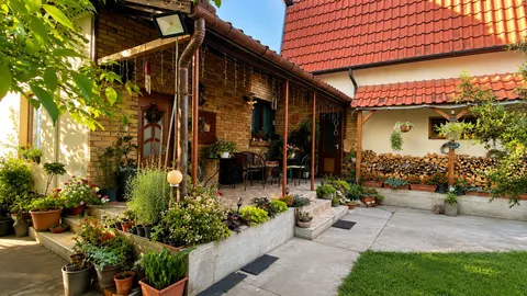 Fedett, növényekkel körbevett mediterrán terasz