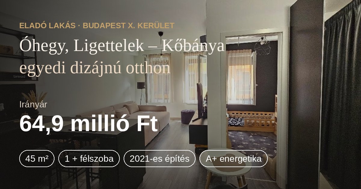 Eladó lakás Kőbánya, Óhegy (X. ker.) - 45 m², 64,9 M Ft
