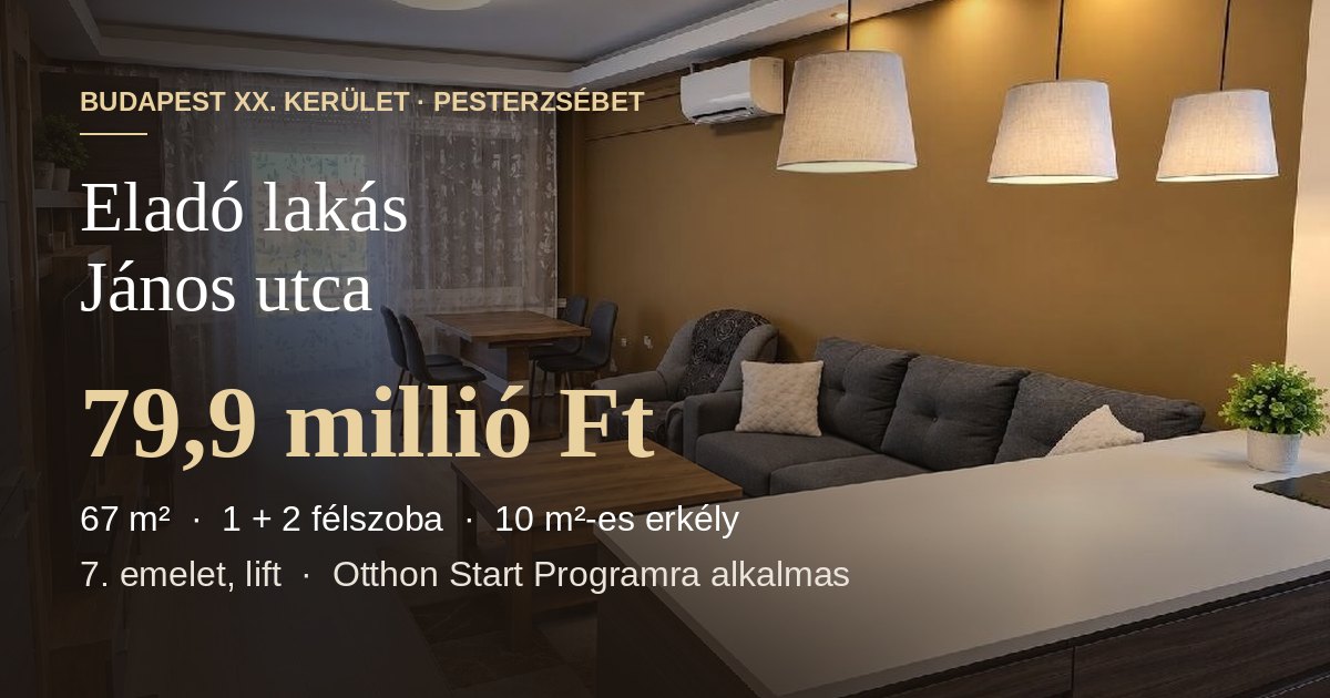 Eladó lakás Pesterzsébet, XX. ker. - 67 m², erkély, 79,9 M Ft