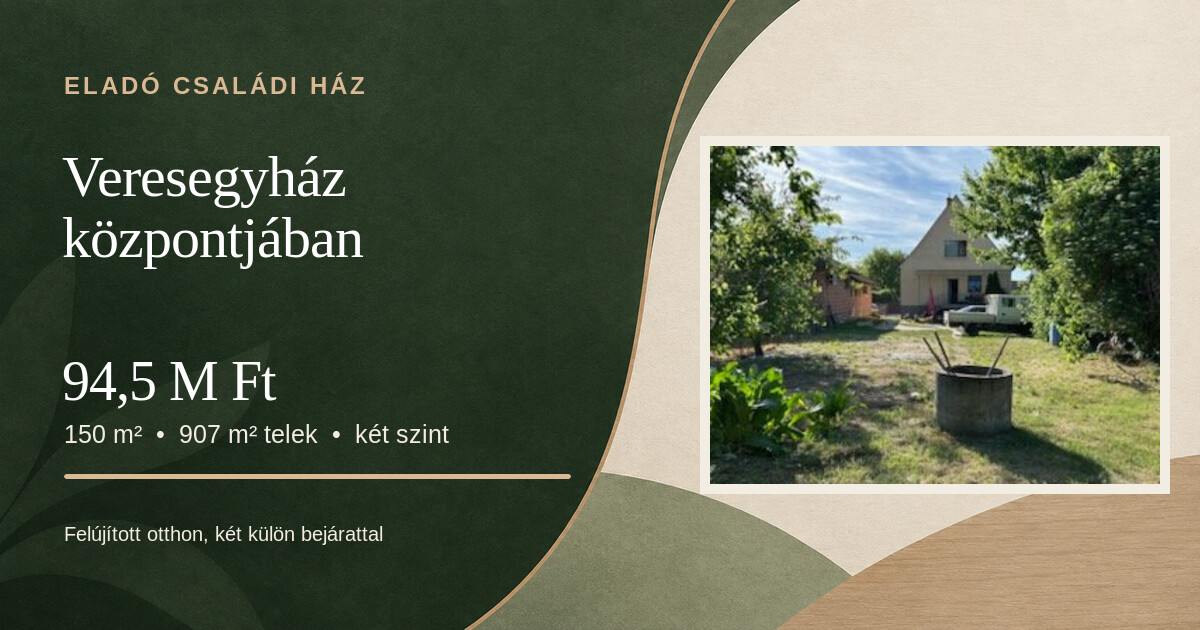 Eladó családi ház Veresegyház központjában - 150 m²